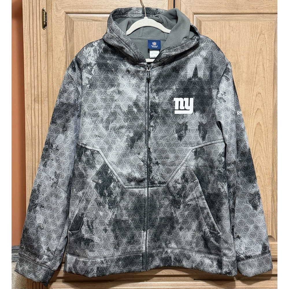NFL‎ New York Giants Reebok Digital Camo Mens Hoodie Size Large Full Zip Onfield